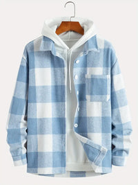 Keyaura | Vielseitige Herren Fleecejacke mit Karomuster, stilvoll – Hellblau