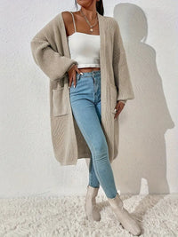 Rersnalha | Lässiger Luxus-Cardigan mit offener Vorderseite – Khaki