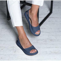 Elegante offene Plattform Damen Sandalen – Blau
