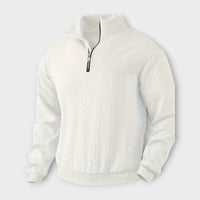 Rafael - eleganter Vintage Half-Zip Pullover – Weiß