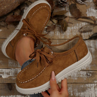 Damen Vintage Schnür-Mokassinschuhe – Braun