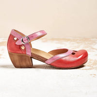 Sandaletten für Damen - Bequeme Riemchenpumps mit Fußbett für den Sommer – Rot