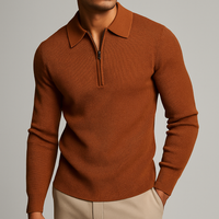 Charlie | Herren Gerippter Reißverschluss Hoodie – Orange