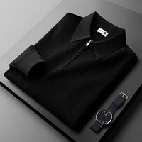 Charlie | Herren Gerippter Reißverschluss Hoodie – Schwarz