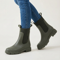 Charlotte | Damen Robuste Profilsohle Chelsea-Stiefel – Grün