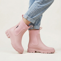 Charlotte | Damen Robuste Profilsohle Chelsea-Stiefel – Rosa