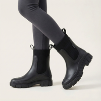 Charlotte | Damen Robuste Profilsohle Chelsea-Stiefel – Schwarz