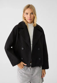 Charlotte | Kurze Zweireiher-Jacke – Schwarz