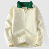 JENS - STRICKPULLOVER MIT REISSVERSCHLUSS – Weiß
