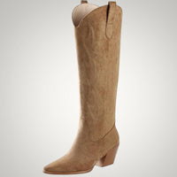 Clara | Damen Kniehohe Western Cowboystiefel – Hellbraun