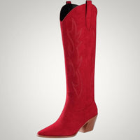 Clara | Damen Kniehohe Western Cowboystiefel – Rot