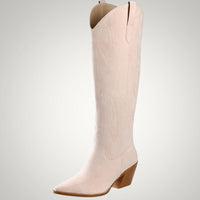 Clara | Damen Kniehohe Western Cowboystiefel – Rosa