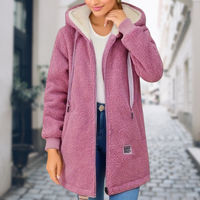 Rina | Damen Kuschelige Reißverschluss Winterjacke – Rosa