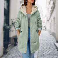 Rina | Damen Kuschelige Reißverschluss Winterjacke – Grau