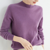 Raina | Damen Weicher Wärmender Stehkragenpullover – Lila