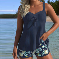 Clara | Floral Tankini Set mit Blütenmuster – Marine