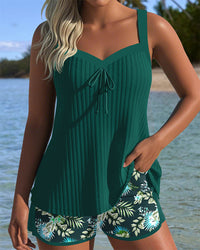 Clara | Floral Tankini Set mit Blütenmuster – Grün