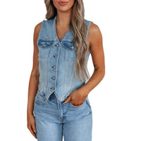 Clara | Moderne Jeansweste mit Knopfleiste – Standard