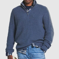 André - Strickpullover mit Reißverschluss – Hellblau