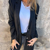 Cordula | Eleganter Vielseitiger Mantel – Schwarz