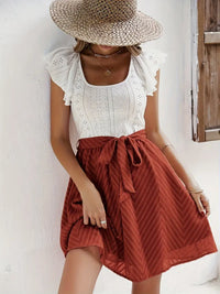 Felicidad - Sommerkleid mit Spitzenärmeln – Rot