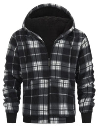 Keyor | Dicke Retro-Jacke mit Kapuze und Sherpa-Futter – Schwarz