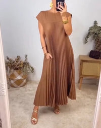 Sierra | Plissee Maxi Cocktailkleid – Braun