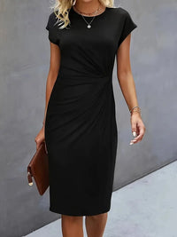 Damenkleid mit Rundhalsausschnitt – Elegantes Sommerkleid für Alltag & Besondere Anlässe – Schwarz