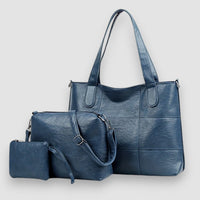Lior | 3-teiliges Leder Taschenset – Blau