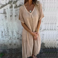 Leni | Kleid mit V-Ausschnitt und Seitentaschen – Aprikose