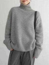 Nicole | Damen Eleganter Strick Rollkragenpullover – Grau