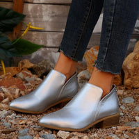 Heidi-Mode | Ankle boots with thick heel and zipper – Silber