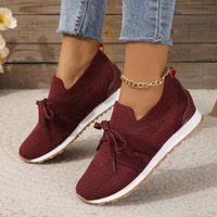 Damen atmungsaktive Mesh-Schnürschuhe | Kompressions – Rot