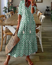 Damen bequemes geblümtes Sommerkleid | Maxi – Grün