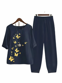 Damen bequemes passendes Set | Hose und oberteil – Dunkelblau