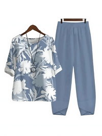 Damen bequemes passendes Set | Hose und oberteil – Hellblau