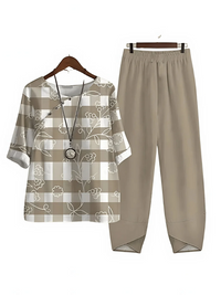 Damen bequemes passendes Set | Hose und oberteil – Khaki