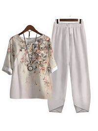 Damen bequemes passendes Set | Hose und oberteil – Weiß