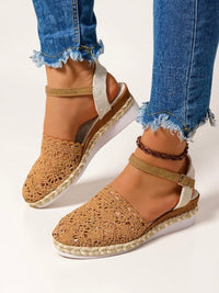 Annika | Damen Boho Häkelwerk Espadrille Comfortable Sandals Knöchelriemen – Braun