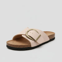 Katharina | Damen Comfortable Sandals Breiter Riemen Schnalle Slip-On Flachsandalen – Zartrosa