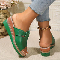 Clara | Damen Comfortable Sandals Keilabsatz Klettverschluss Offene Zehen – Grün