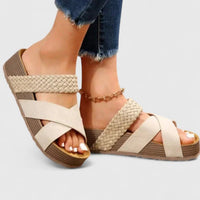 Hannah | Damen Comfortable Sandals Orthopädische Plateau-Kreuzriemen Sommersandalen – Weiß