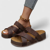 Hannah | Damen Comfortable Sandals Orthopädische Plateau-Kreuzriemen Sommersandalen – Braun
