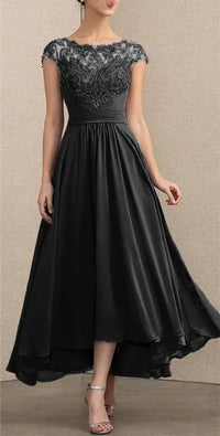 Elisabeth | Damen Elegant Spitzen Chiffon Abendkleid Formal Maxi Kleid – Schwarz