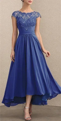 Elisabeth | Damen Elegant Spitzen Chiffon Abendkleid Formal Maxi Kleid – Blau