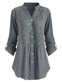Damen elegante Sommerbluse | Langarm – Grau