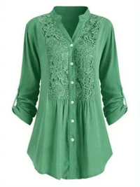 Damen elegante Sommerbluse | Langarm – Grün