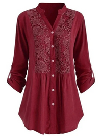 Damen elegante Sommerbluse | Langarm – Rot