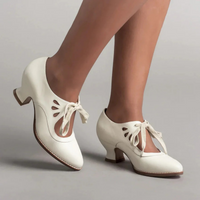 Damen elegante Vintage Schuhe mit Absätzen | Bequem – Weiß