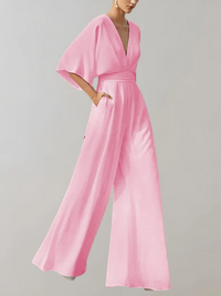 Damen eleganter Jumpsuit mit weitem Bein | Hochzeitsgäste – Rosa